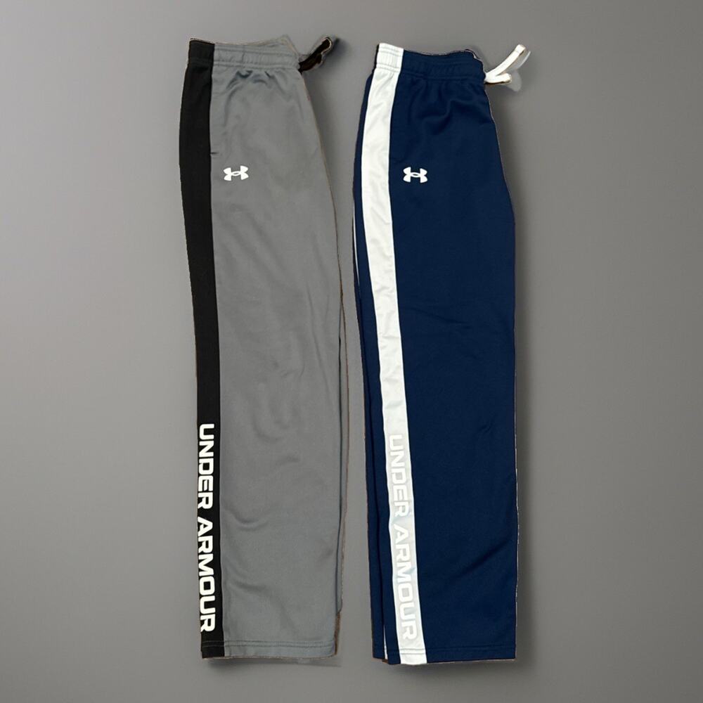 Under Armour Boys Loose Fleece Jogger Sweatpants Lot of 2 Blue Gray YL Athletic
